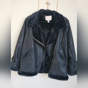 Hutch Rys Soft Sherpa Moto Jacket Size S